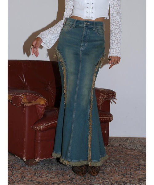 EVRIS（エヴリス）の「マーメイドデニムスカート（デニムスカート・レディース・ブラック/インディゴブルー・SMALL/MEDIUM）」の2枚目の写真