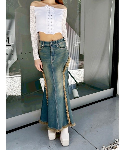 EVRIS（エヴリス）の「マーメイドデニムスカート（デニムスカート・レディース・ブラック/インディゴブルー・SMALL/MEDIUM）」の3枚目の写真