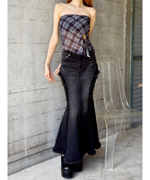 EVRIS（エヴリス）の「マーメイドデニムスカート（デニムスカート・レディース・ブラック/インディゴブルー・SMALL/MEDIUM）」の7枚目の写真