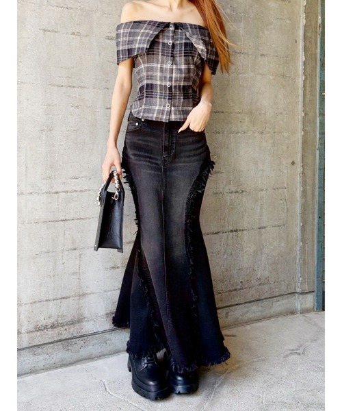 EVRIS（エヴリス）の「マーメイドデニムスカート（デニムスカート・レディース・ブラック/インディゴブルー・SMALL/MEDIUM）」の5枚目の写真