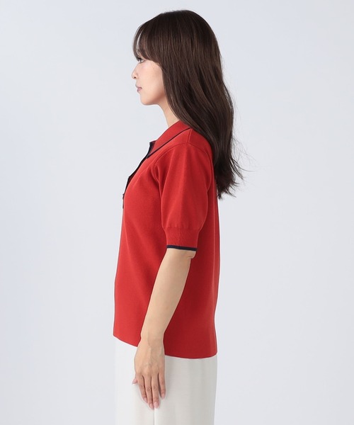 CECIL McBEE(セシルマクビー)の「接触冷感ウォッシャブル配色ライン入りポロ衿ニット(ニット/セーター・レディース・ネイビー/オフホワイト/レッド/ブラック・MEDIUM)」の10枚目の写真