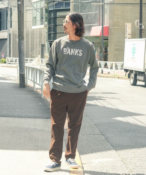 BANKS（バンクス）の「CREW /BANKS JOURNALバンクスジャーナルクルーネックブランドロゴプリントスウェット（スウェット・メンズ・インディゴブルー/ダークブラック/オートミール・LARGE/MEDIUM/X-LARGE）」の14枚目の写真