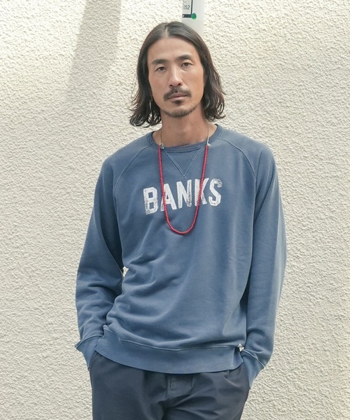 BANKS（バンクス）の「CREW /BANKS JOURNALバンクスジャーナルクルーネックブランドロゴプリントスウェット（スウェット・メンズ・インディゴブルー/ダークブラック/オートミール・LARGE/MEDIUM/X-LARGE）」の17枚目の写真