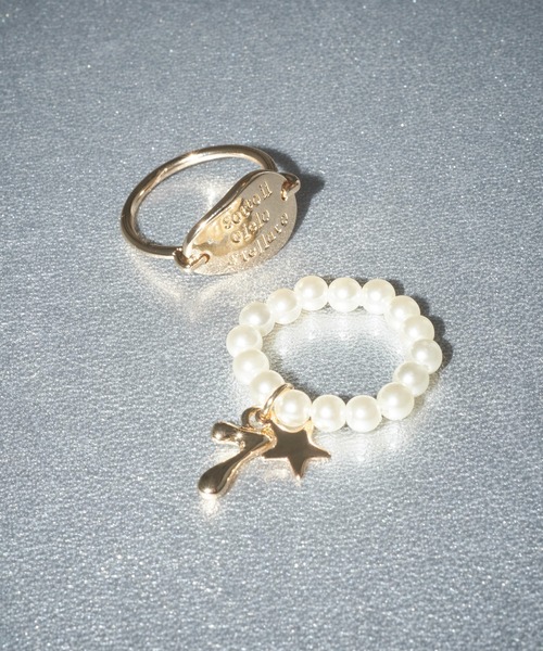 GOLDY（ゴールディ）の「コイン プレート チャーム パール セット リング（リング・レディース・ゴールド/シルバー×ゴールド/シルバー・FREE）」の3枚目の写真