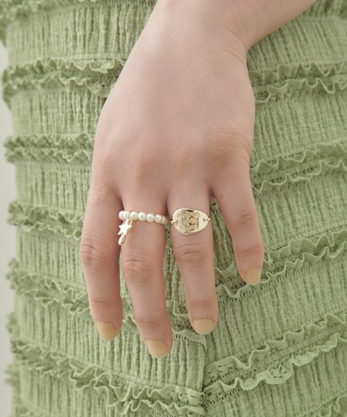 GOLDY（ゴールディ）の「コイン プレート チャーム パール セット リング（リング・レディース・ゴールド/シルバー×ゴールド/シルバー・FREE）」の10枚目の写真