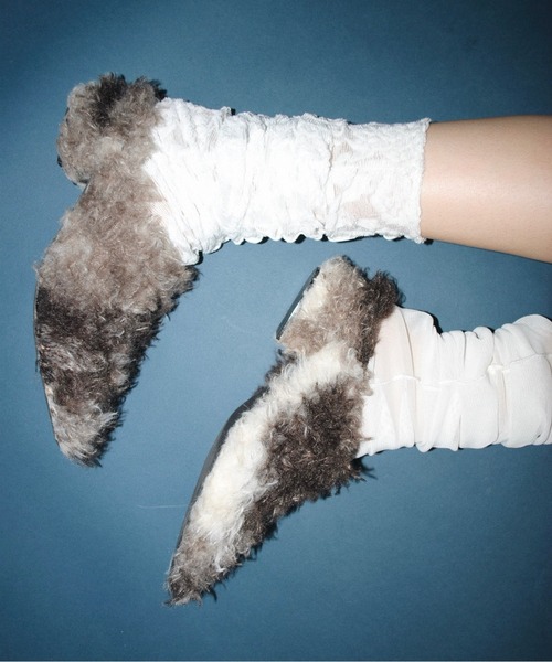 靴 meltthelady pointed fur mule 37 pointed toe fur mule / ポインテッドトゥファーミュール