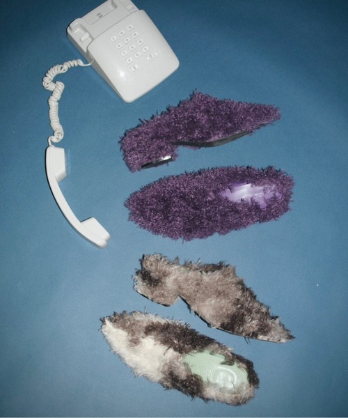 musubore pointed toe fur mule ファーミューパープル pointed toe fur mule / ポインテッドトゥファーミュール（パンプス