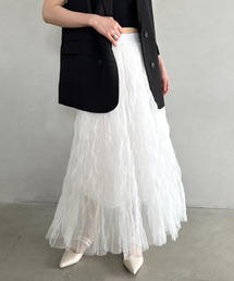 シフォンシワ加工プリーツロングスカート