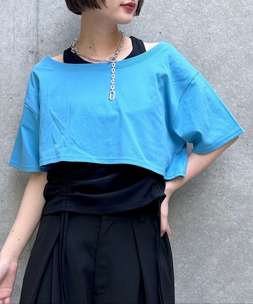PAGEBOY(ページボーイ)の「オフショルTドロストタンクセット(Tシャツ/カットソー・レディース・オフホワイト/ブラック/サックスブルー/グリーン系その他2・FREE)」の14枚目の写真