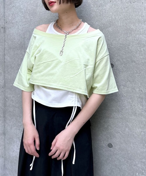 PAGEBOY(ページボーイ)の「オフショルTドロストタンクセット(Tシャツ/カットソー・レディース・オフホワイト/ブラック/サックスブルー/グリーン系その他2・FREE)」の13枚目の写真