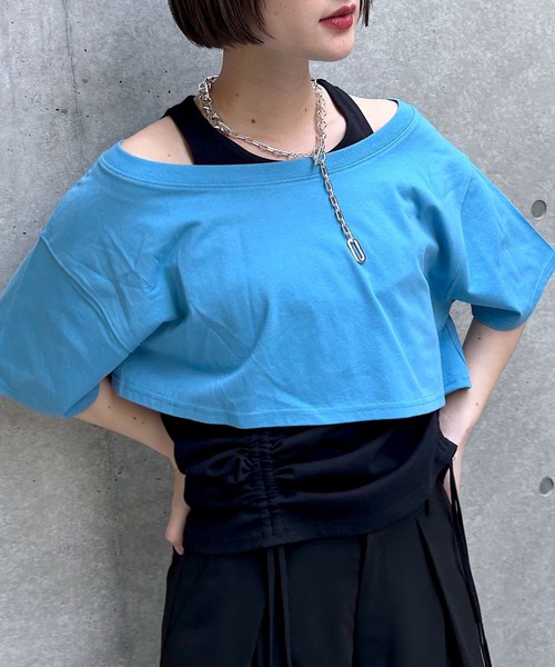 PAGEBOY(ページボーイ)の「オフショルTドロストタンクセット(Tシャツ/カットソー・レディース・オフホワイト/ブラック/サックスブルー/グリーン系その他2・FREE)」の15枚目の写真