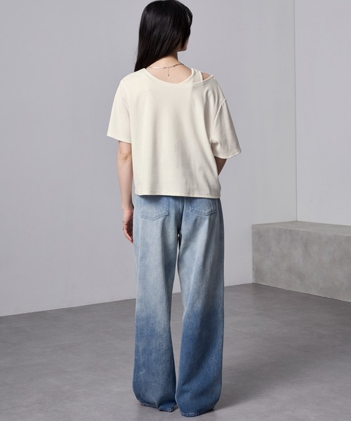 nui nullu(ヌイヌル)の「【nui nullu】2WAYテレコリブタンクトップ&半袖カーディガン セット(Tシャツ/カットソー・レディース・チャコール/ブラック/アイボリー/ブルー・FREE)」の13枚目の写真
