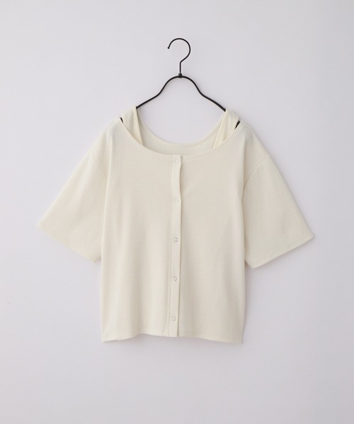 nui nullu(ヌイヌル)の「【nui nullu】2WAYテレコリブタンクトップ&半袖カーディガン セット(Tシャツ/カットソー・レディース・チャコール/ブラック/アイボリー/ブルー・FREE)」の17枚目の写真
