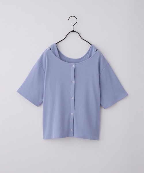 nui nullu(ヌイヌル)の「【nui nullu】2WAYテレコリブタンクトップ&半袖カーディガン セット(Tシャツ/カットソー・レディース・チャコール/ブラック/アイボリー/ブルー・FREE)」の16枚目の写真