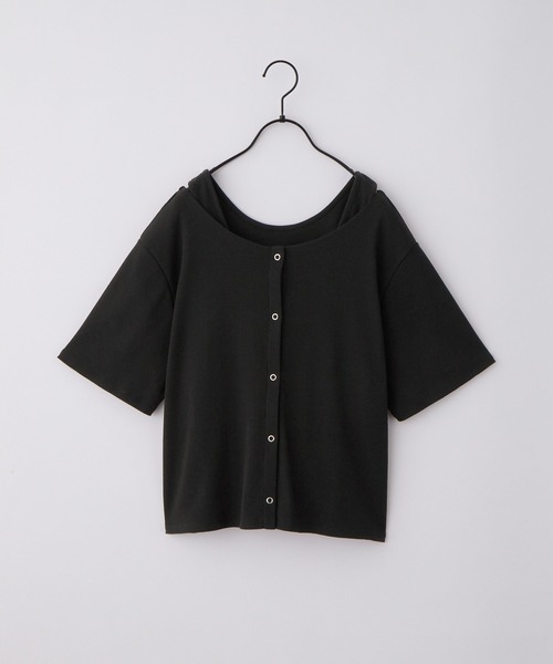 nui nullu(ヌイヌル)の「【nui nullu】2WAYテレコリブタンクトップ&半袖カーディガン セット(Tシャツ/カットソー・レディース・チャコール/ブラック/アイボリー/ブルー・FREE)」の14枚目の写真