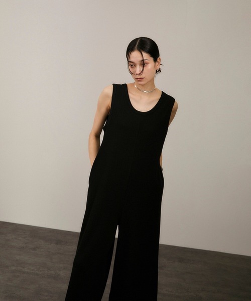 SALON adam et rope'（サロン アダム エ ロペ）の「【WEB限定】ストレッチベアテレコオールインワン（つなぎ/オールインワン・レディース・チャコールグレー/ブラック・FREE）」の8枚目の写真