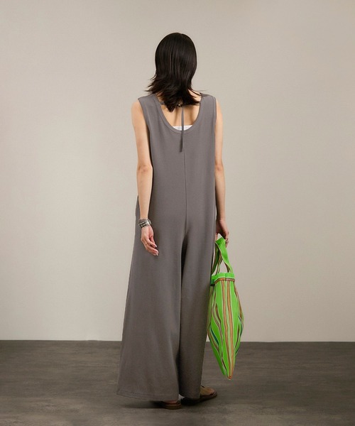 SALON adam et rope'（サロン アダム エ ロペ）の「【WEB限定】ストレッチベアテレコオールインワン（つなぎ/オールインワン・レディース・チャコールグレー/ブラック・FREE）」の10枚目の写真