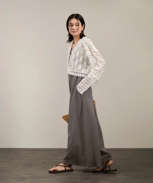 SALON adam et rope'（サロン アダム エ ロペ）の「【WEB限定】ストレッチベアテレコオールインワン（つなぎ/オールインワン・レディース・チャコールグレー/ブラック・FREE）」の11枚目の写真