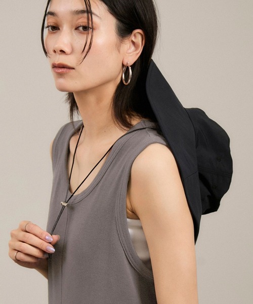 SALON adam et rope'（サロン アダム エ ロペ）の「【WEB限定】ストレッチベアテレコオールインワン（つなぎ/オールインワン・レディース・チャコールグレー/ブラック・FREE）」の12枚目の写真