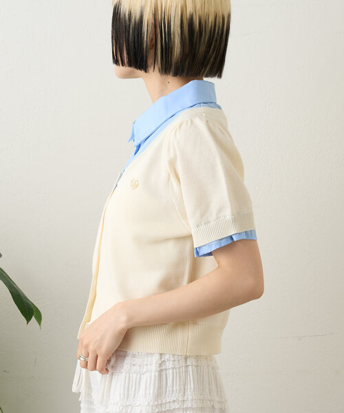 w closet（ダブルクローゼット）の「ドッキングパフカーデシャツ（シャツ/ブラウス・レディース・アイボリー/グレー/ネイビー・FREE）」の6枚目の写真