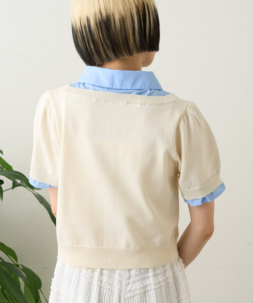 w closet（ダブルクローゼット）の「ドッキングパフカーデシャツ（シャツ/ブラウス・レディース・アイボリー/グレー/ネイビー・FREE）」の7枚目の写真