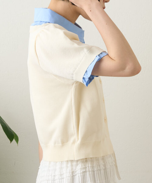 w closet（ダブルクローゼット）の「ドッキングパフカーデシャツ（シャツ/ブラウス・レディース・アイボリー/グレー/ネイビー・FREE）」の8枚目の写真