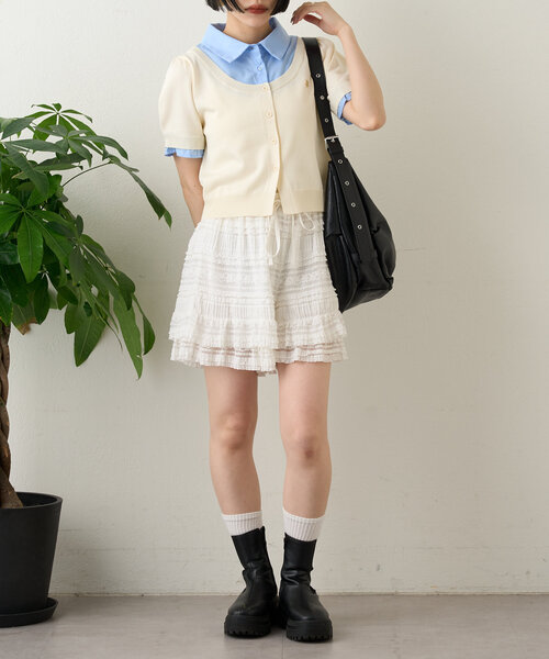 w closet（ダブルクローゼット）の「ドッキングパフカーデシャツ（シャツ/ブラウス・レディース・アイボリー/グレー/ネイビー・FREE）」の10枚目の写真