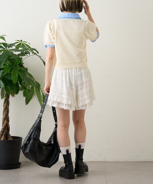 w closet（ダブルクローゼット）の「ドッキングパフカーデシャツ（シャツ/ブラウス・レディース・アイボリー/グレー/ネイビー・FREE）」の12枚目の写真