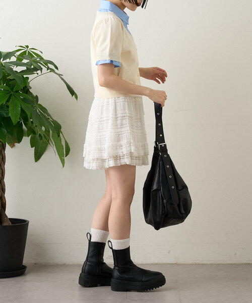 w closet（ダブルクローゼット）の「ドッキングパフカーデシャツ（シャツ/ブラウス・レディース・アイボリー/グレー/ネイビー・FREE）」の13枚目の写真