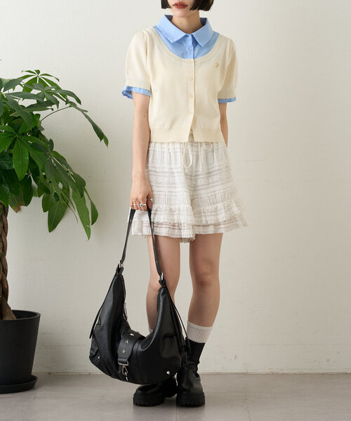 w closet（ダブルクローゼット）の「ドッキングパフカーデシャツ（シャツ/ブラウス・レディース・アイボリー/グレー/ネイビー・FREE）」の14枚目の写真