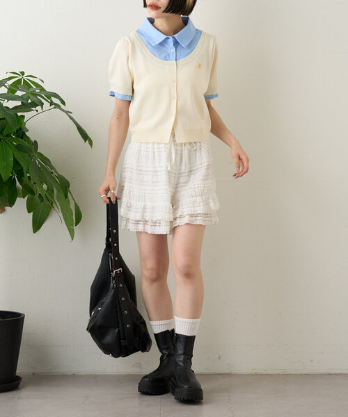 w closet（ダブルクローゼット）の「ドッキングパフカーデシャツ（シャツ/ブラウス・レディース・アイボリー/グレー/ネイビー・FREE）」の15枚目の写真