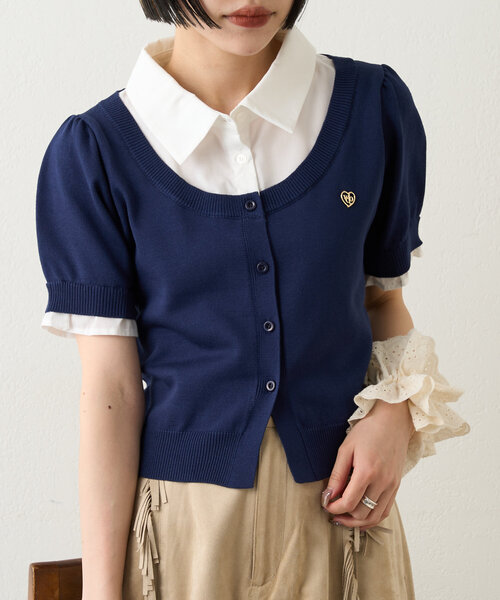 w closet（ダブルクローゼット）の「ドッキングパフカーデシャツ（シャツ/ブラウス・レディース・アイボリー/グレー/ネイビー・FREE）」の16枚目の写真