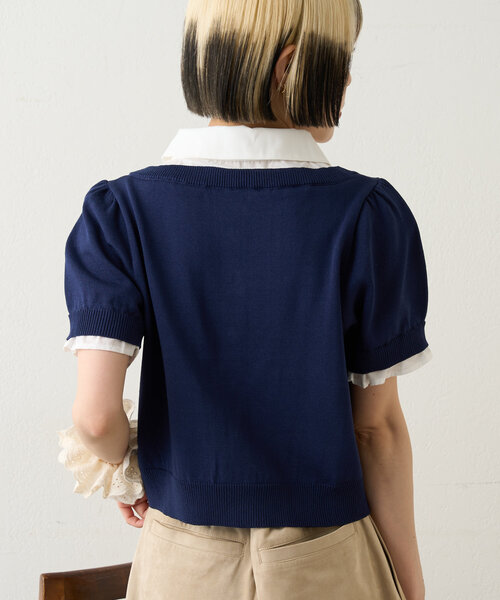 w closet（ダブルクローゼット）の「ドッキングパフカーデシャツ（シャツ/ブラウス・レディース・アイボリー/グレー/ネイビー・FREE）」の18枚目の写真