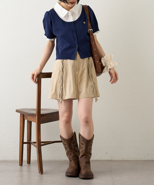 w closet（ダブルクローゼット）の「ドッキングパフカーデシャツ（シャツ/ブラウス・レディース・アイボリー/グレー/ネイビー・FREE）」の22枚目の写真