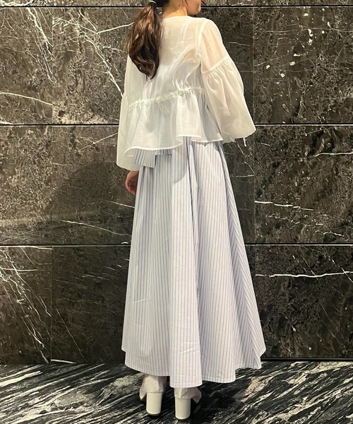 SWINGLE（スウィングル）の「【ZOZOTOWN限定】バックリボンフリルキャミワンピース（ワンピース・レディース・ホワイト系その他/ブルー系その他・FREE）」の12枚目の写真