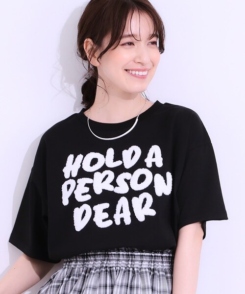 Cutie Blonde(キューティーブロンド)の「◆【洗える/S-LL】サガラ刺繍アソートTシャツ(Tシャツ/カットソー・レディース・ブラック系3/チャコール/ホワイト系4/ホワイト系1・04/03/02/01)」の1枚目の写真