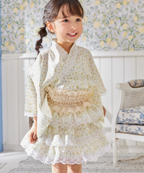 ♡ゆか　ハンドメイド　子ども服♡ KIDSセパレート浴衣/3点セット】上衣・スカート・リボン帯