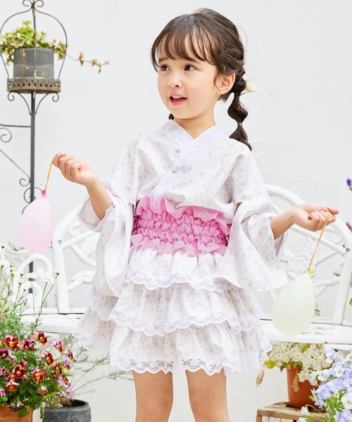 ♡ゆか ハンドメイド 子ども服♡ KIDSセパレート浴衣/3点セット】上衣・スカート・リボン帯