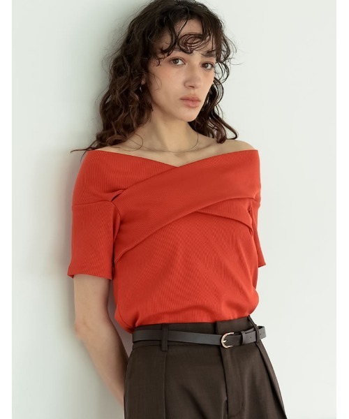 2025 SUMMER COLLECTION]2WAYリブカットソーオフショルクロス