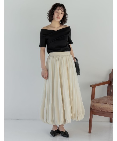 Re:EDIT（リエディ）の「[2025 SUMMER COLLECTION]2WAYリブカットソーオフショルクロスデザイントップス（Tシャツ/カットソー・レディース・ブラック/アイボリー/グレー/オレンジ/ブラウン・MEDIUM/LARGE）」の22枚目の写真