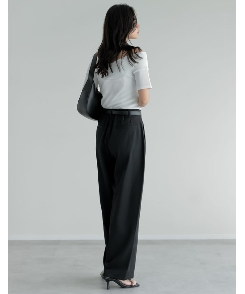 Re:EDIT（リエディ）の「[2025 SUMMER COLLECTION]2WAYリブカットソーオフショルクロスデザイントップス（Tシャツ/カットソー・レディース・ブラック/アイボリー/グレー/オレンジ/ブラウン・MEDIUM/LARGE）」の19枚目の写真