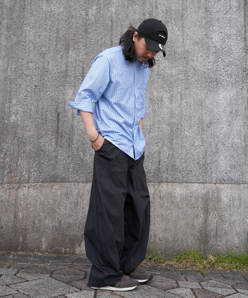 NO NEED（ノーニード）の「7分袖バンドカラーシャツ（シャツ/ブラウス・メンズ・ブルー・M/L/LL）」の14枚目の写真