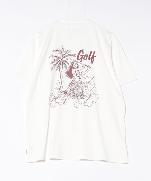 Fortune Island Golf(フォーチューンアイランドゴルフ)の「【Fortune Island Golf/フォーチューンアイランドゴルフ】HURA IS PLAYNG GOLF MOCKNECK S/S ゴルフ モックネック バックプリント Tシャツ(Tシャツ/カットソー・メンズ・ホワイト/ブラック/オレンジ・MEDIUM/LARGE/X-LARGE)」の1枚目の写真