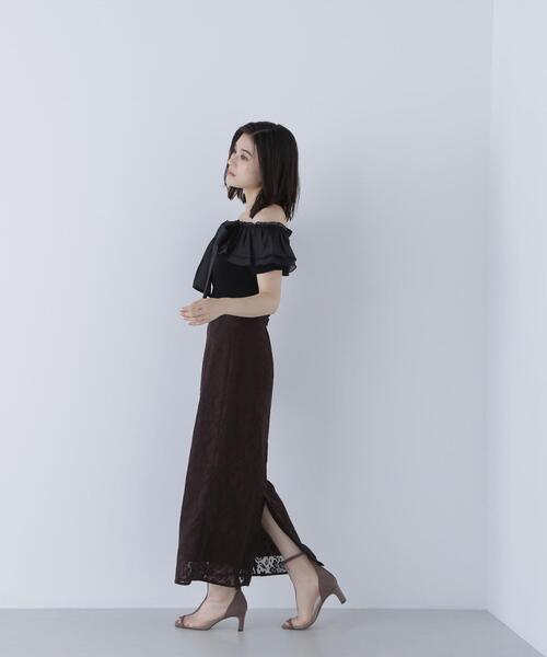 NATURAL BEAUTY BASIC(ナチュラルビューティーベーシック)の「◇オフショルフリルリボンニット(ニット/セーター・レディース・オフホワイト/ブラック/グレー系その他・FREE)」の13枚目の写真