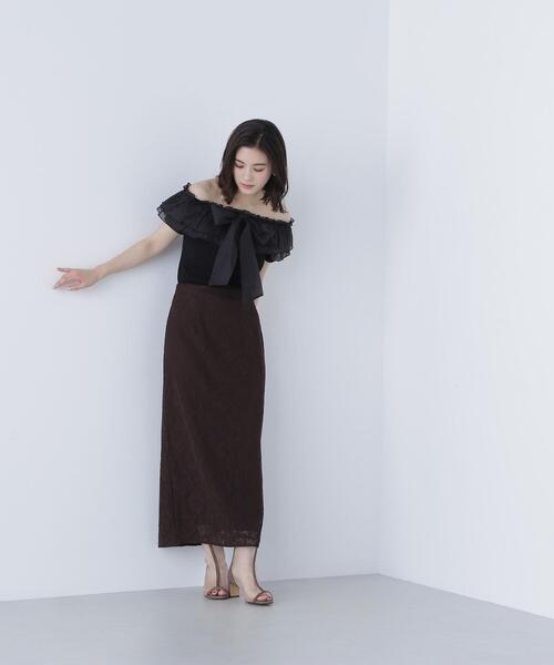 NATURAL BEAUTY BASIC(ナチュラルビューティーベーシック)の「◇オフショルフリルリボンニット(ニット/セーター・レディース・オフホワイト/ブラック/グレー系その他・FREE)」の17枚目の写真
