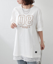 NUNIFE（ユニフィー）の「【NUNIFE】アップリケサテンロゴBIGT（Tシャツ/カットソー・レディース）」