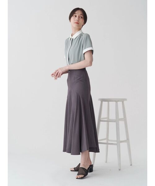 TONAL(トーナル)の「クレリック半袖シャツ(シャツ/ブラウス・レディース・ミント/ネイビー/オフホワイト・MEDIUM)」の8枚目の写真