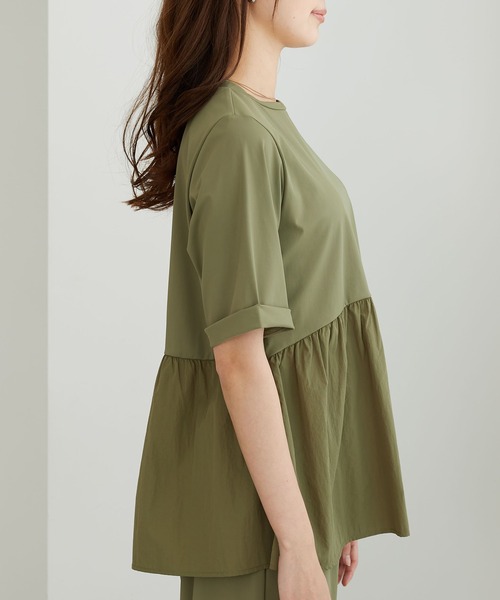 BELLUNA PLUS(ベルーナ)の「ヒンヤリ爽快!異素材切替プルオーバー(Tシャツ/カットソー・レディース・ブラック/カーキ・MEDIUM/X-LARGE)」の15枚目の写真