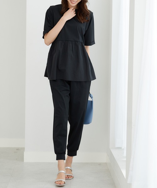 BELLUNA PLUS(ベルーナ)の「ヒンヤリ爽快!異素材切替プルオーバー(Tシャツ/カットソー・レディース・ブラック/カーキ・MEDIUM/X-LARGE)」の5枚目の写真