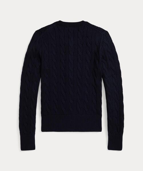 POLO RALPH LAUREN（ポロ ラルフ ローレン）の「ケーブルニット コットン クルーネック カーディガン（カーディガン/ボレロ・レディース・ブルー・XS/XL/S/M/L）」の4枚目の写真